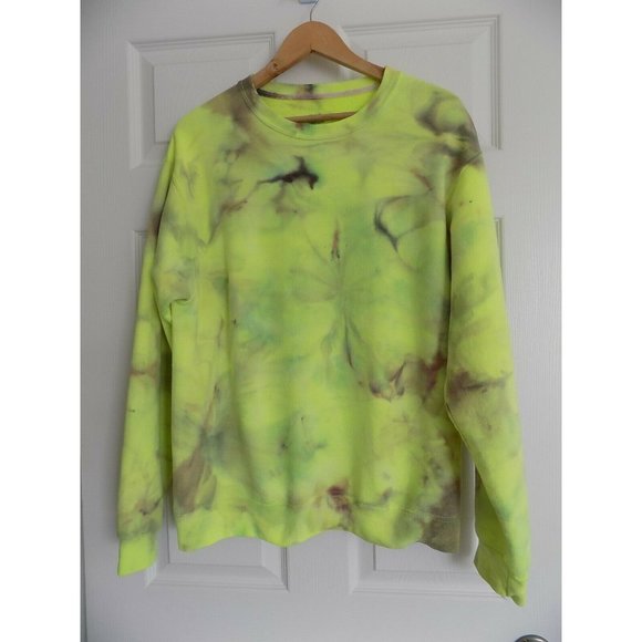 Fruit of the Loom Tops - Tie Dye Sweatshirt Crewneck Pullover Womens size Medium Neon Yellow
